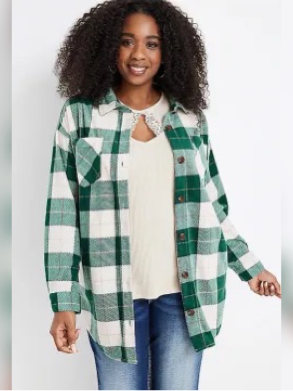 Maurices Plaid Button Long Sleeve